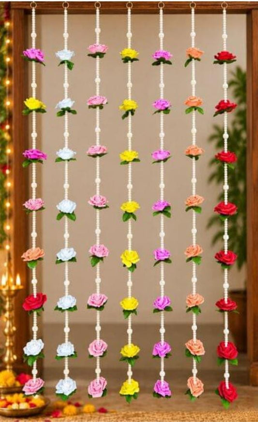 Artificial Flower Toran & Pearl Beaded Door Hanging Garland - Neha Couture Berlin
