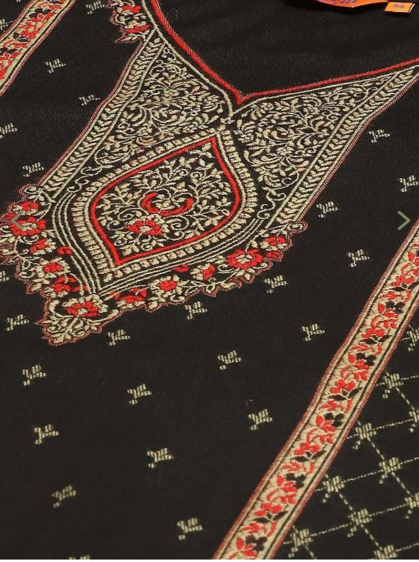 Black Straight Fit Printed Kurta Set in Germany - Neha Couture Berlin