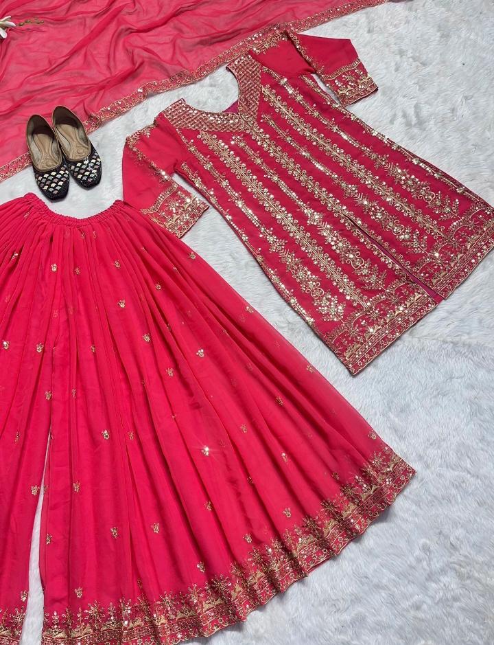 HEAVY GEORGETTE SEQUENCE WORK SHARARA SUIT IN BERLIN