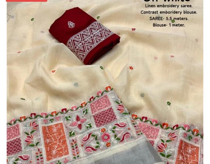 Linen embroidered saree in Munich