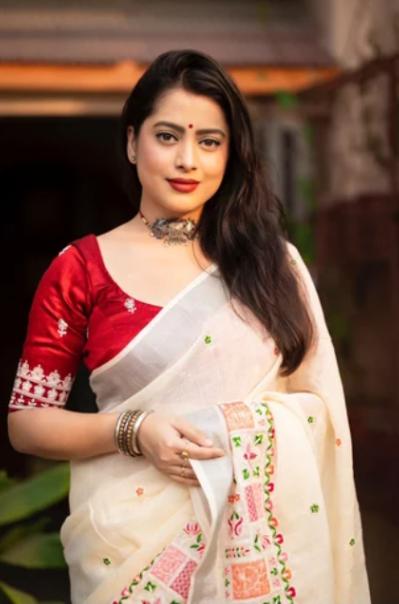 Linen embroidered saree in Munich