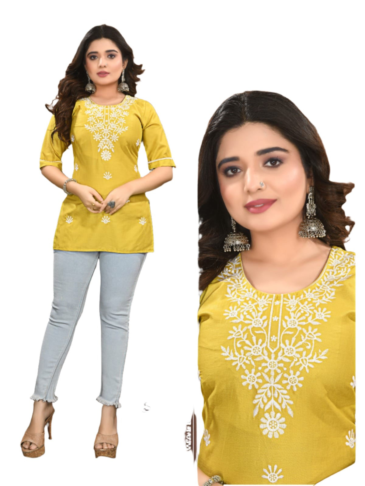 Lucknowi Work Short Kurti in Germany