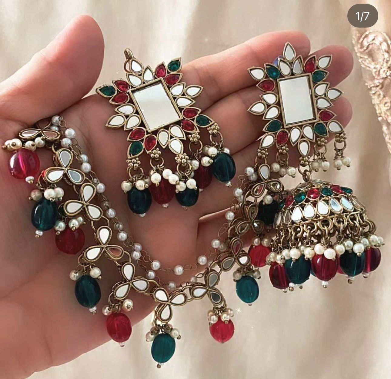 Mirror work Earrings & Maang Tikka set in Germany