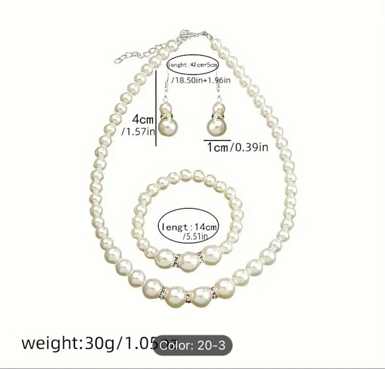 Pearl Beaded Necklace with Earrings & Bracelet Set in Berlin