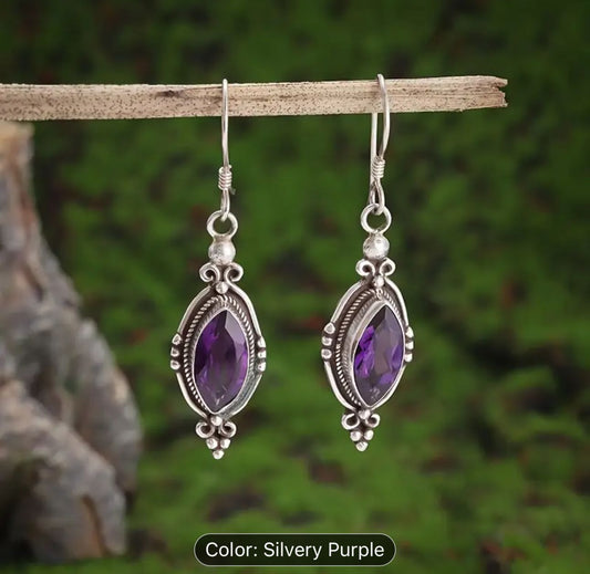 Vintage Purple Shiny Zircon Earrings In Munich