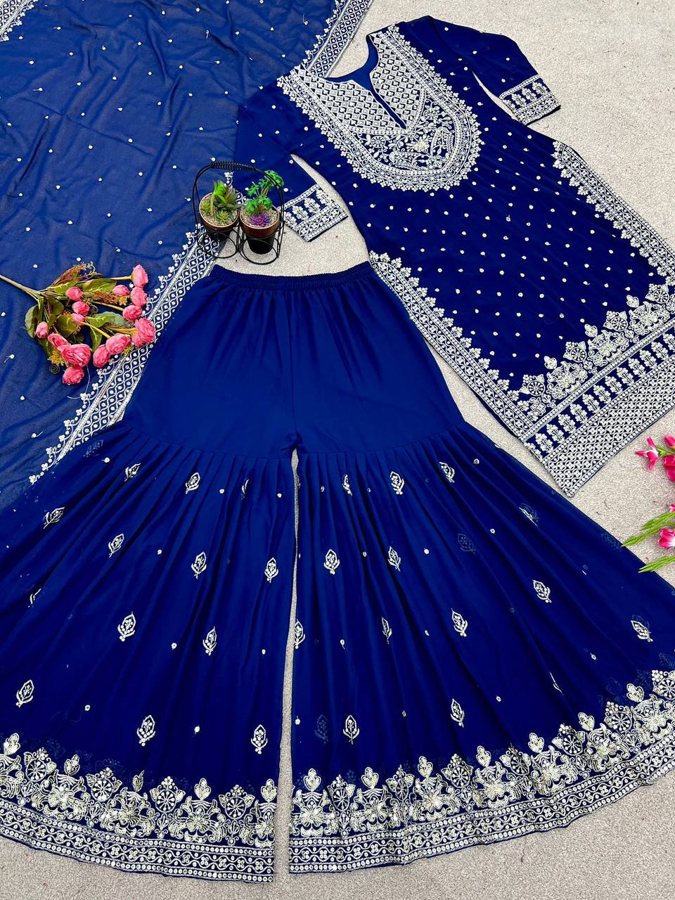 Heavy Faux Georgette With Heavy Embroidery Sequence Work Suit in Berlin