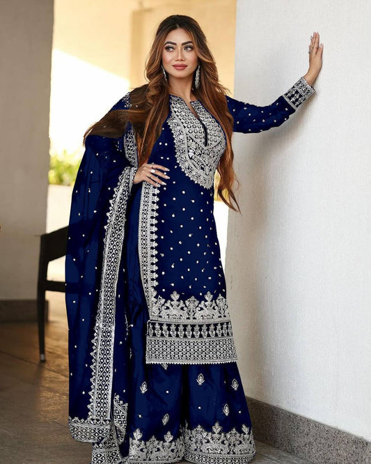 Heavy Faux Georgette With Heavy Embroidery Sequence Work Suit in Berlin