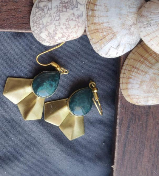 Handmade Brass with Resin stone Hook Earring in Germany