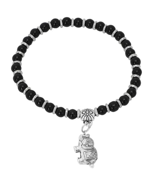 German Elephant silver Black Bead Silver Plated Designer Jhumki Charm Nazaria Bracelet  in Germany