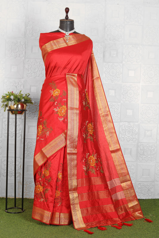 Chanderi Silk Saree with stitched blouse in Germany