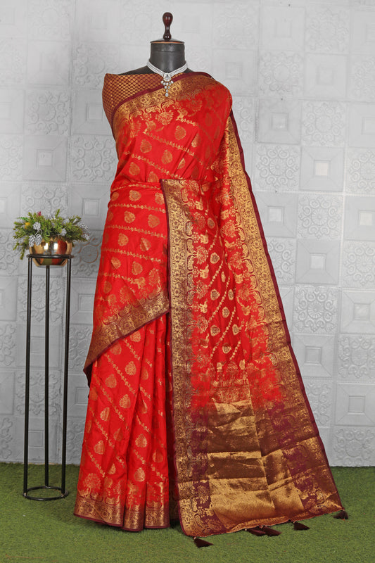 Women Chanderi Silk Saree embroidery and fabric detail - Neha Couture Indian Fashion