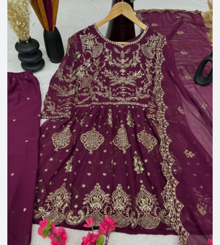 FANCY GEORGETTE EMBROIDERY WORK PLAZO SUIT IN MUNICH