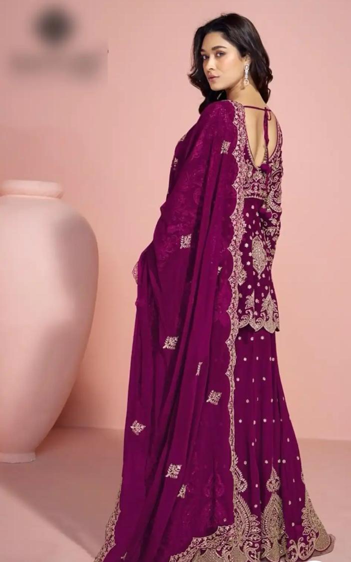 FANCY GEORGETTE EMBROIDERY WORK PLAZO SUIT IN MUNICH