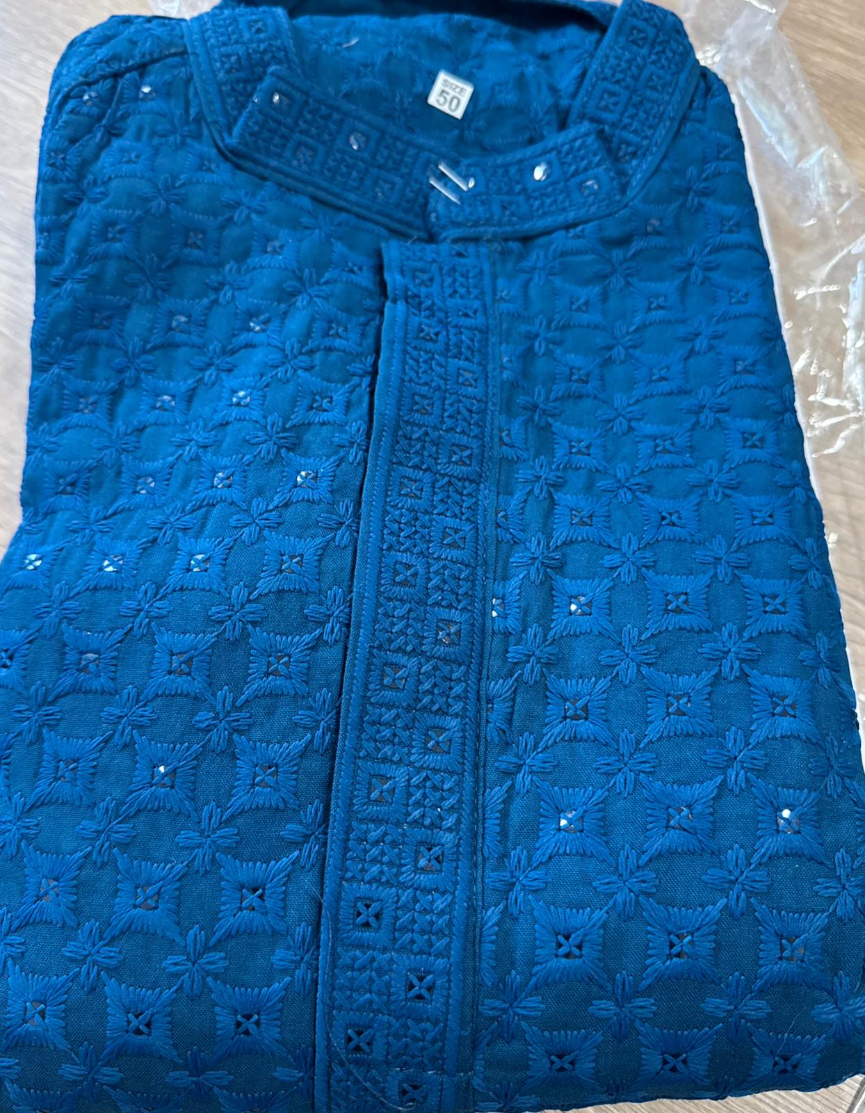 Embroidered Chikankari Kurta for Men In Germany