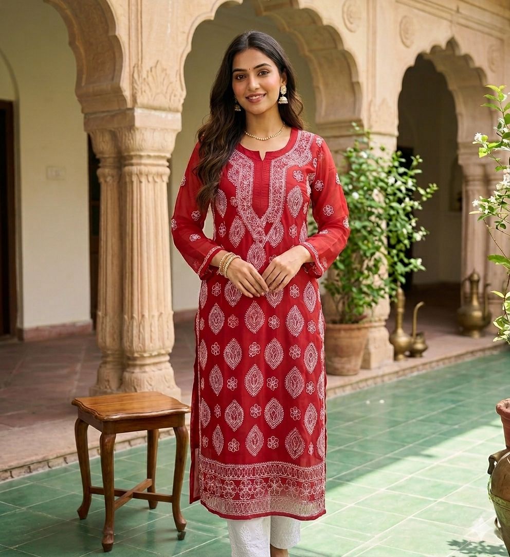 Georgette Ethnic Kurti in Germany