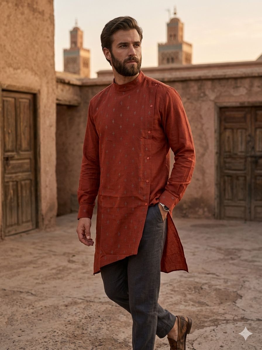 Ethnic Men cotton Blend Kurta Churidar set in Germany