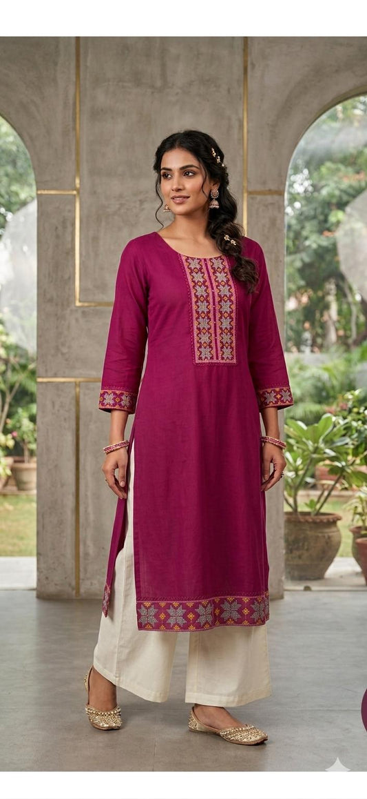 Pure cotton embroidery thread work kurta in Munich