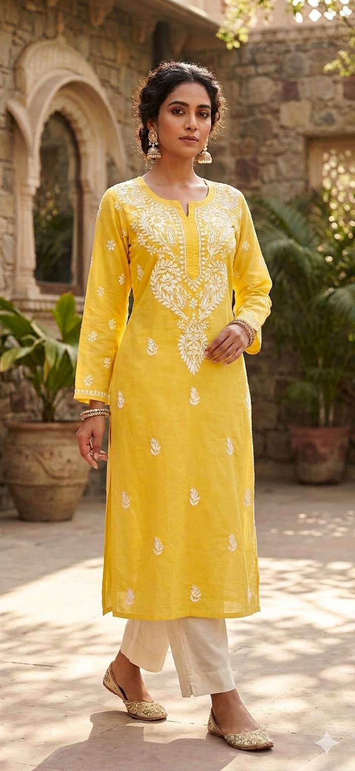 Elegant Pure Cotton Chikankari Kurti in Berlin