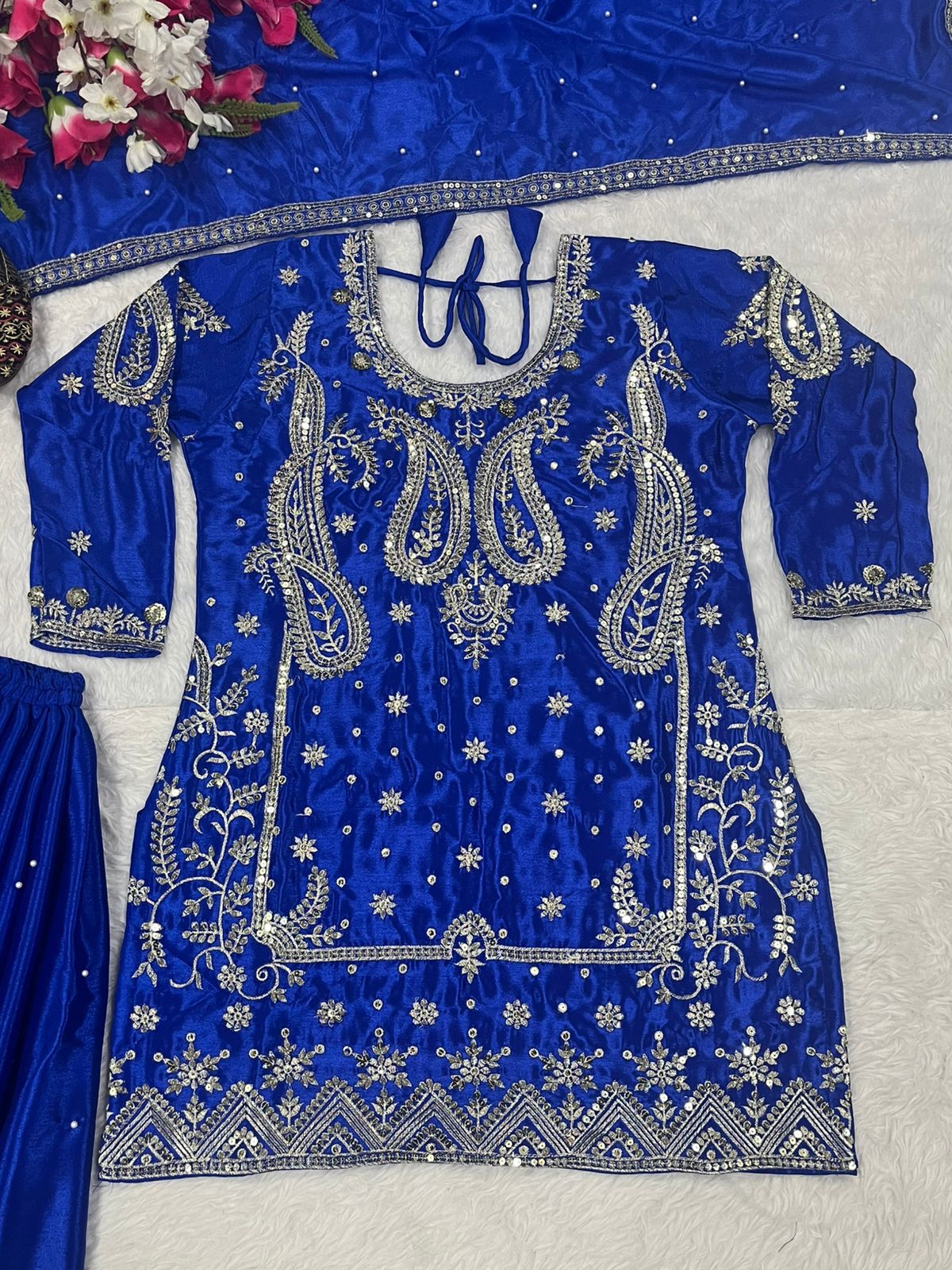 Royal Blue Party Wear Look Top , Sharara Plazzo and Dupatta in Germany