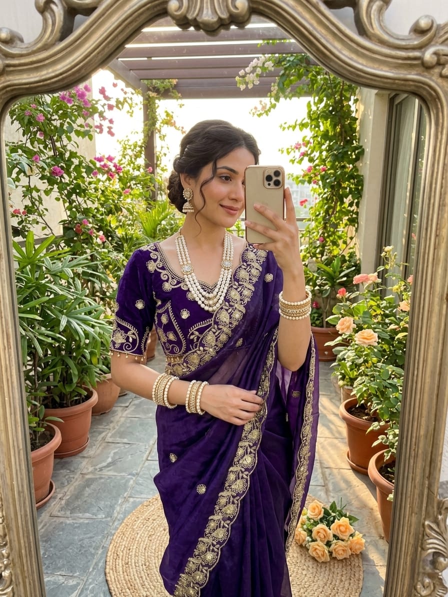 Purple Beautiful saree in Germany