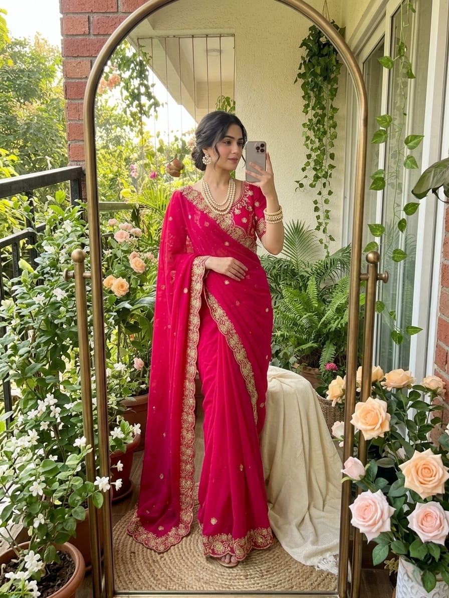 Pink Beautiful saree in Germany