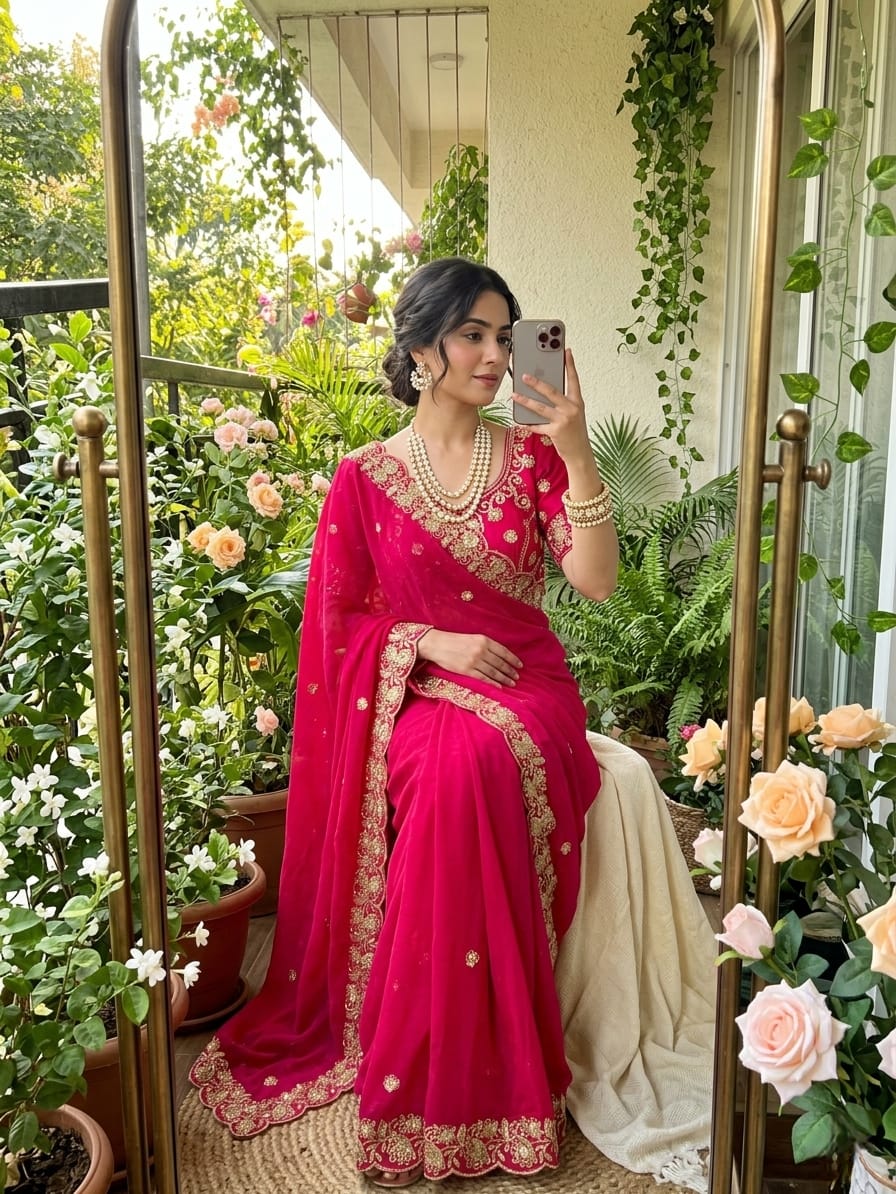 Pink Beautiful saree in Germany