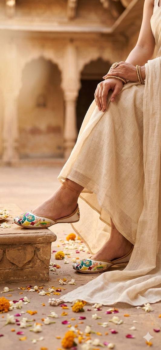 White Punjabi Juttis Pure Leather in Germany