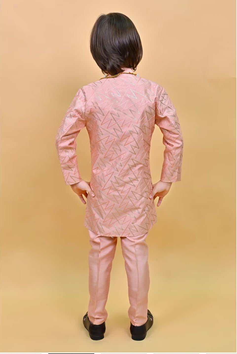 Kids Jacquard Sequined Sherwani and Pant with Mala in Berlin