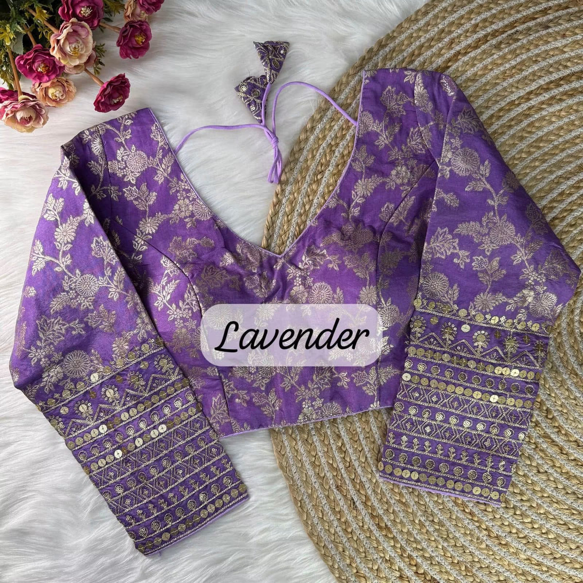 Dola Silk Full Sleeve Readymade Blouse detail view 9 - Neha Couture Berlin