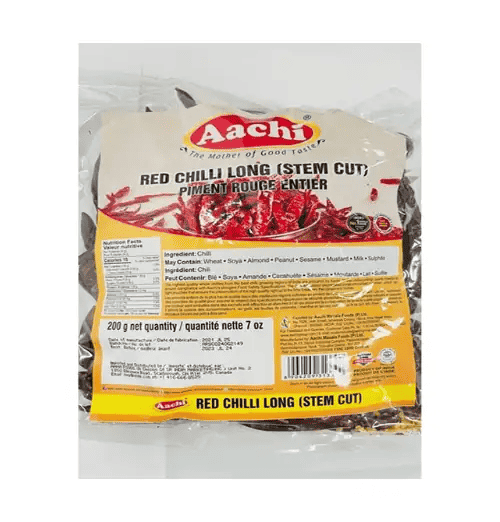 Aachi Whole Red Chilli Long (Stem Cut) 200g