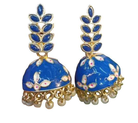 Gold-Plated Dome Shaped Meenakari Jhumkas
