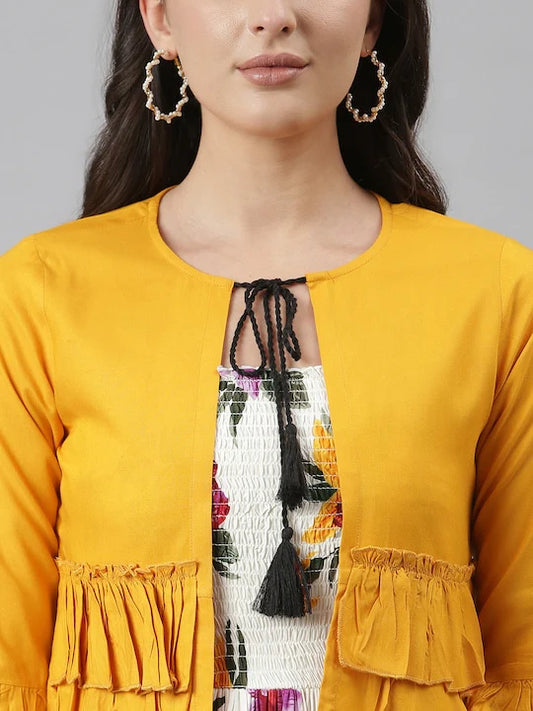Women Western Dress with Jacket embroidery and fabric detail - Neha Couture Indian Fashion