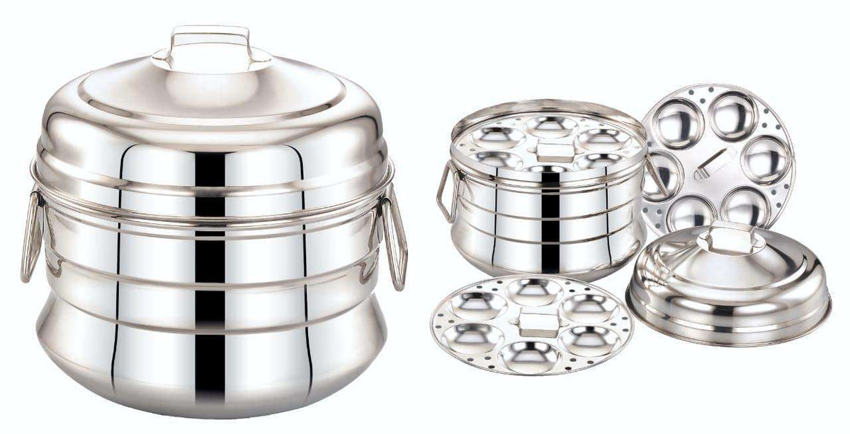 Diamond Steel Idly Pot Big (18 Idly)