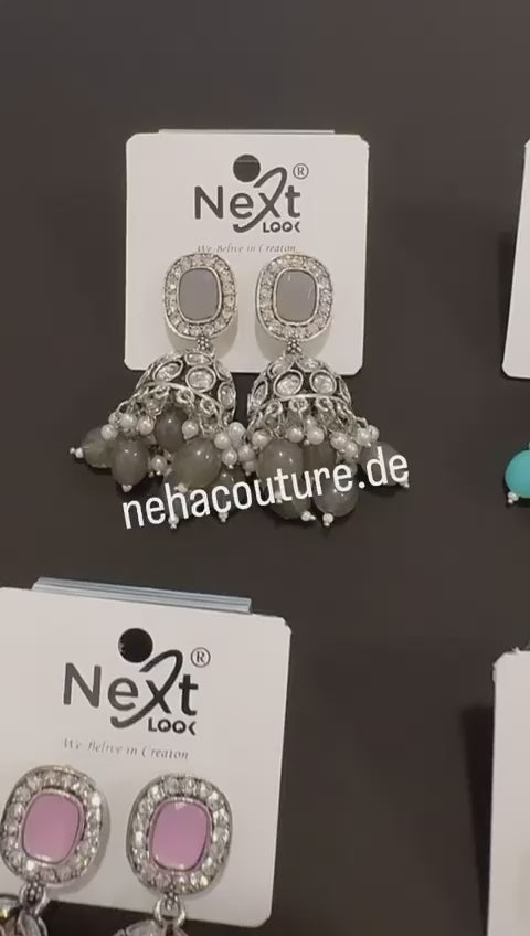 Antique Sliver Plated Kudan Jhumka Earrings