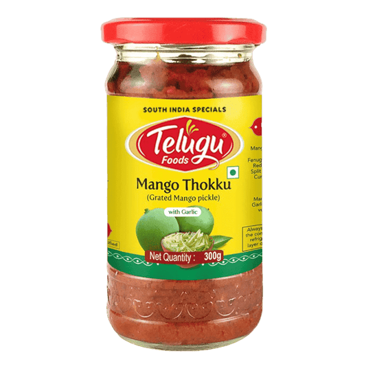 Telugu Foods Mango Thokku Grated Mango Pickle (with garlic) 300g