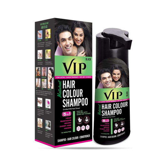 VIP 5 in 1 Hair Colour Shampoo Base Hair Colour Black 180ml